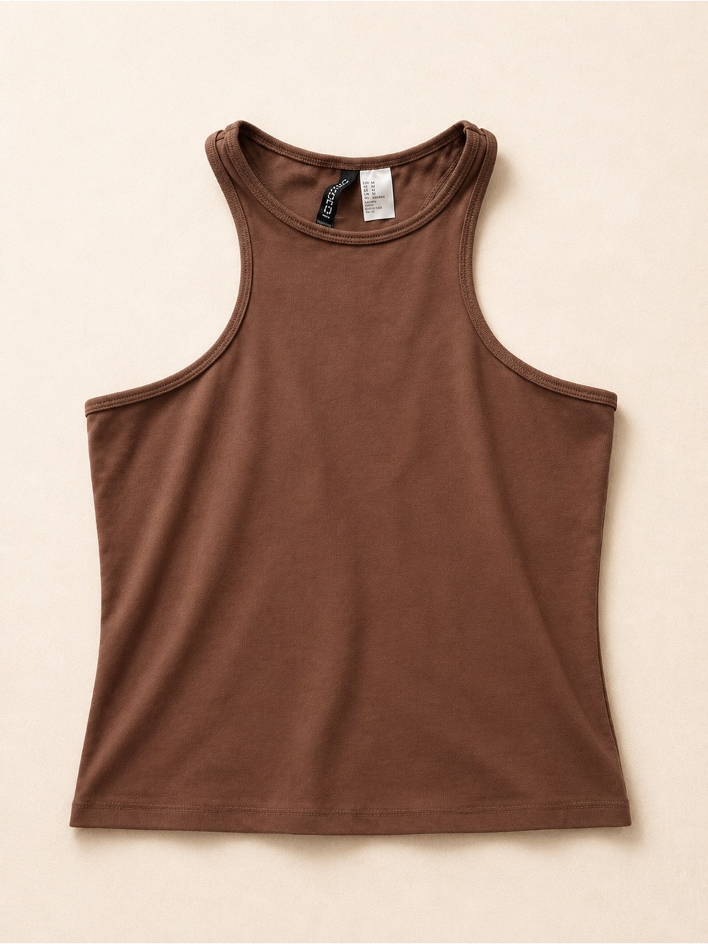 H&M Divided Ribbed High-Neck Tank Top in Chocolate Brown / Slight cropped Tank